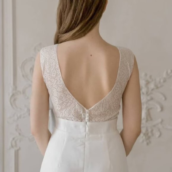 Boho wedding dress • lace wedding dress with open back • elegant wedding dress • - Picture 3 of 3